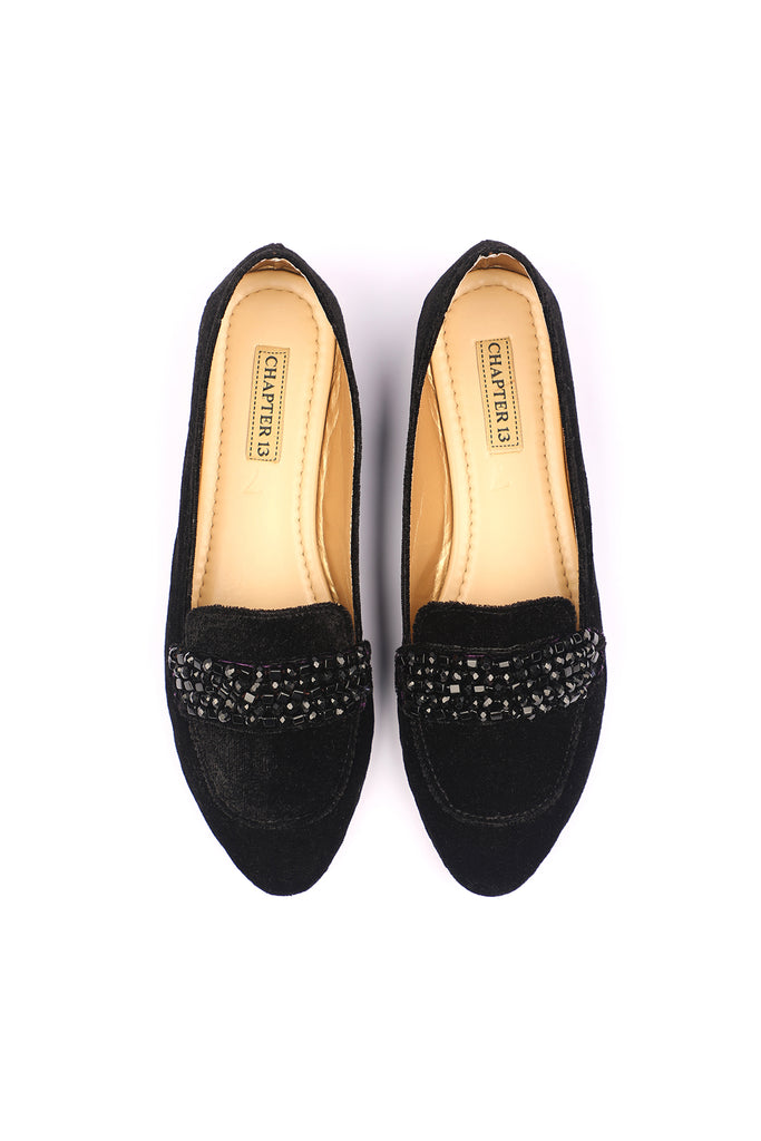 Classic Loafers with a hint of crystals in black