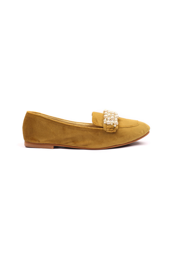 Velvet classic loafers  with a hint of pearls for everyday wear